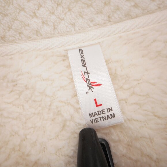 Exertek Women's size L Fleece Jacket Full Zip Pockets Mock Neck Cozy Ivory - Picture 8 of 9